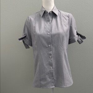 Women's Gray Striped Button-Up Shirt